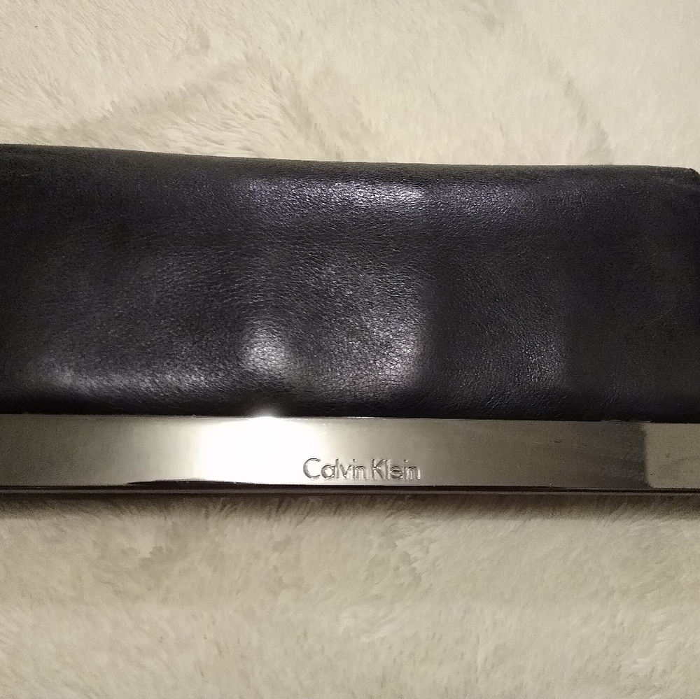 Calvin klein leather clutch in black